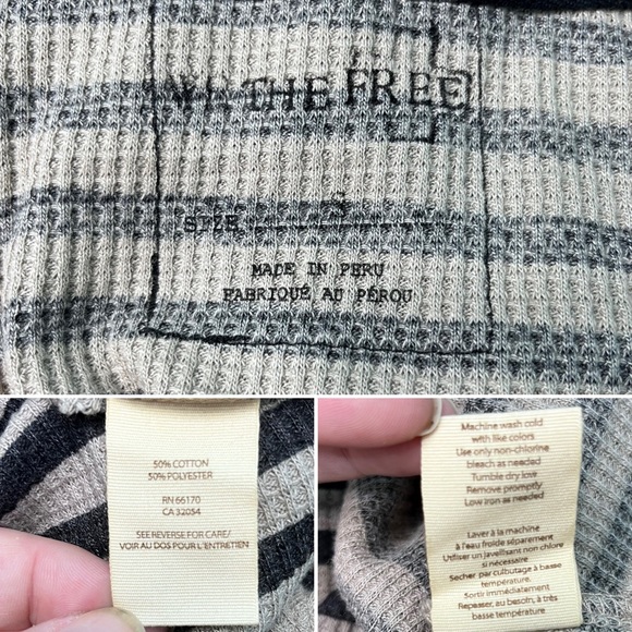 free people | love bug striped thermal dolman sleeve tan grey s - Picture 9 of 10